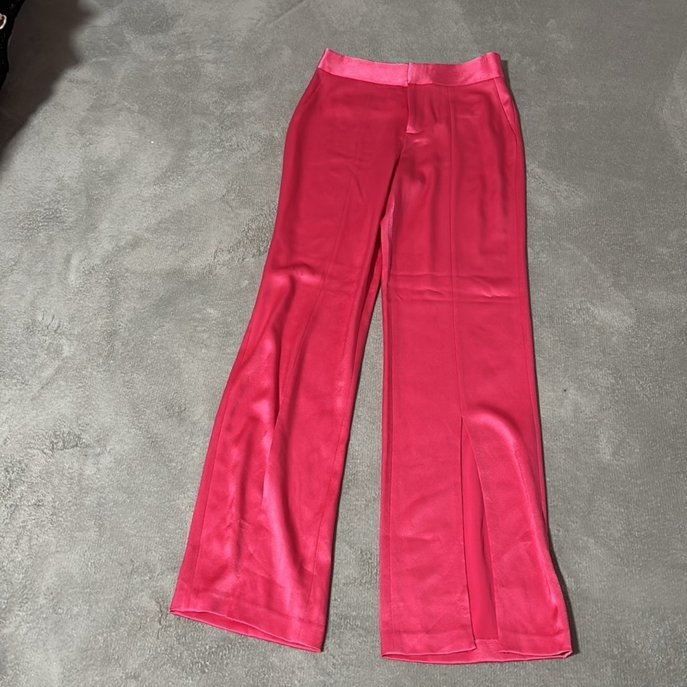 NWT Alice + Olivia Elegant Pink Women's satin Pants - Picture 8 of 13